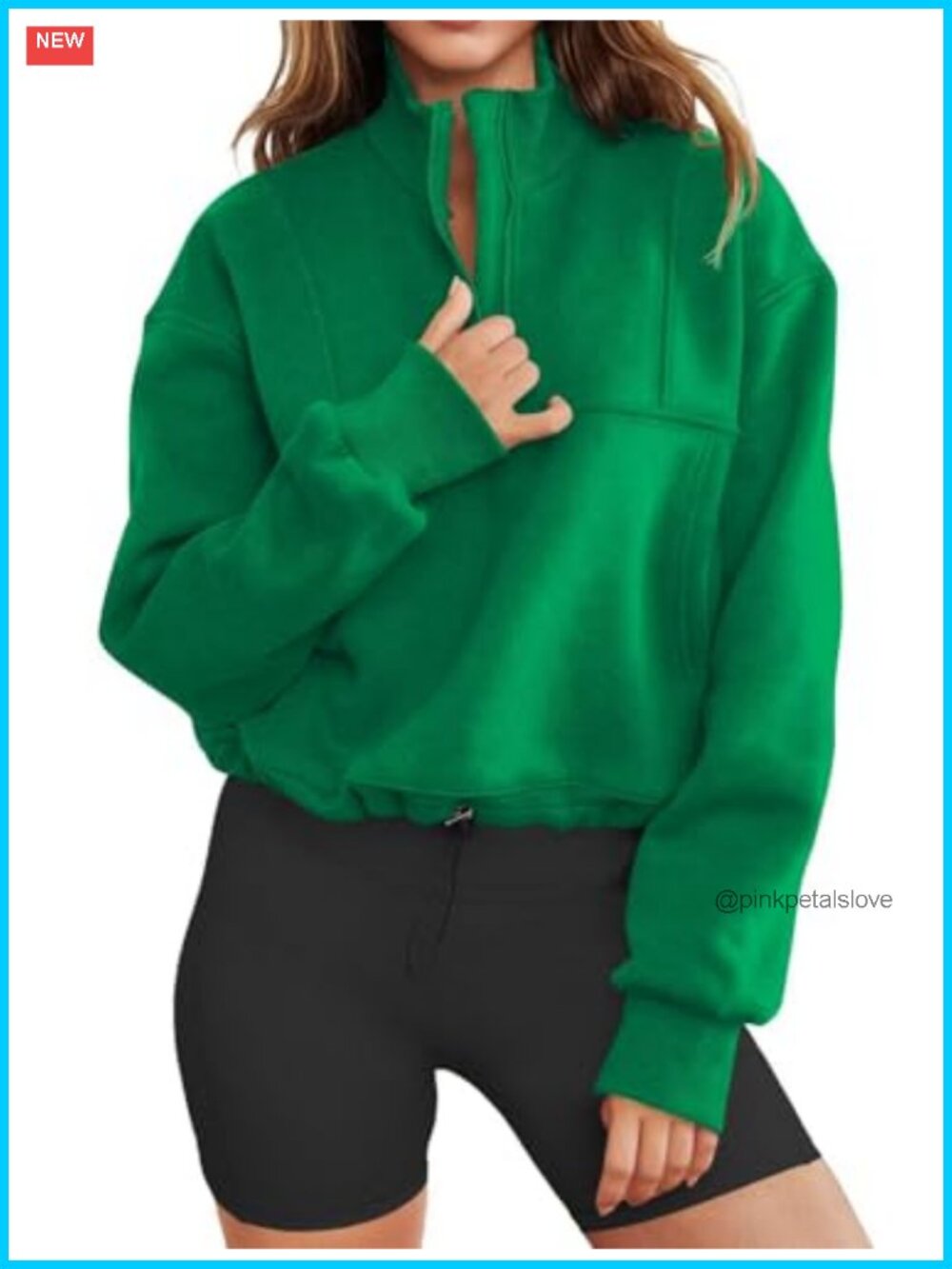 Womens Oversized Half Zip Sweatshirt Cropped Pullover Long Sleeve